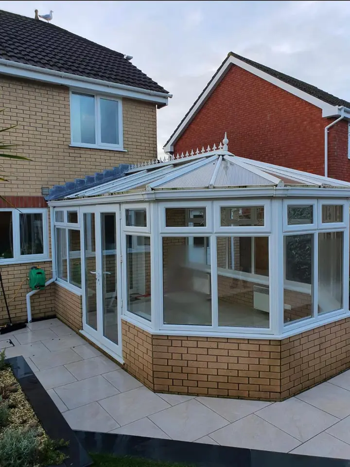 Conservatory before replacement with a translucent polycarbonate roof